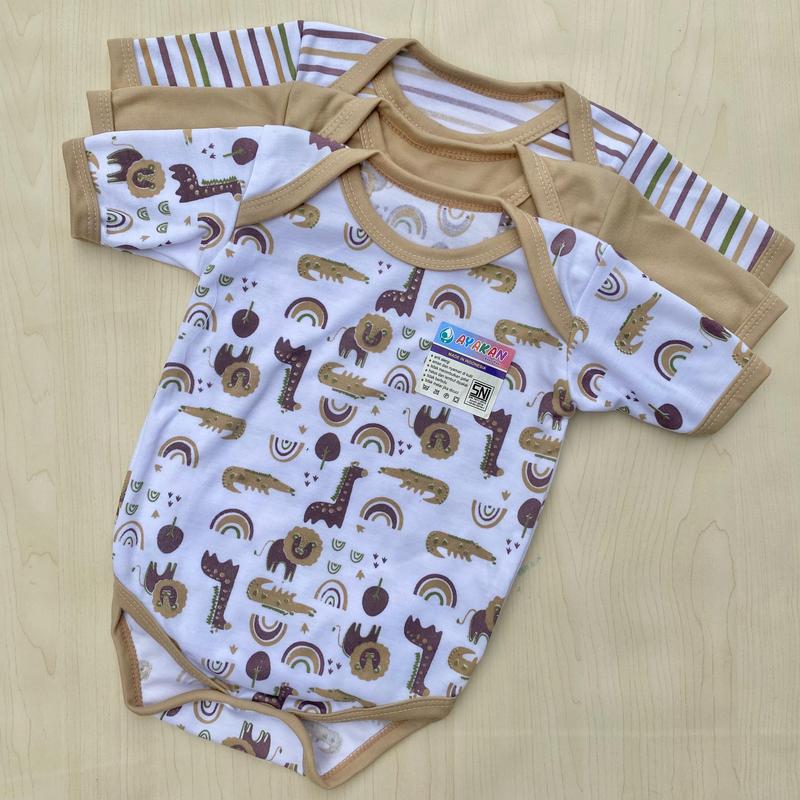 AYAKAN BABY - 3 PCS Jumper Bayi Bodysuit Motif Full Sablon Jumper Bayi Newborn Baju Kodok Bayi Girls Katun 0