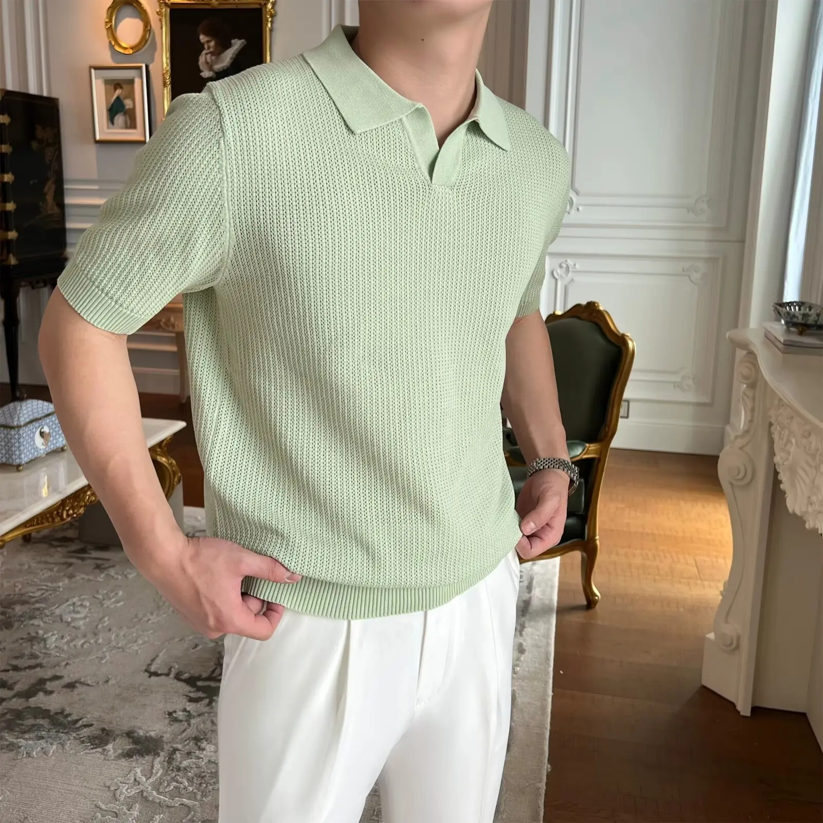 Áo Polo Thường Ngày Đơn Giản, Dễ Phối Đồ, Bán Chạy, Áo Thun Dệt Kim, ngắn Tay, Dành Cho Nam Giới, Công Sở Đi Lại, Hàng Mới Về Năm 2025