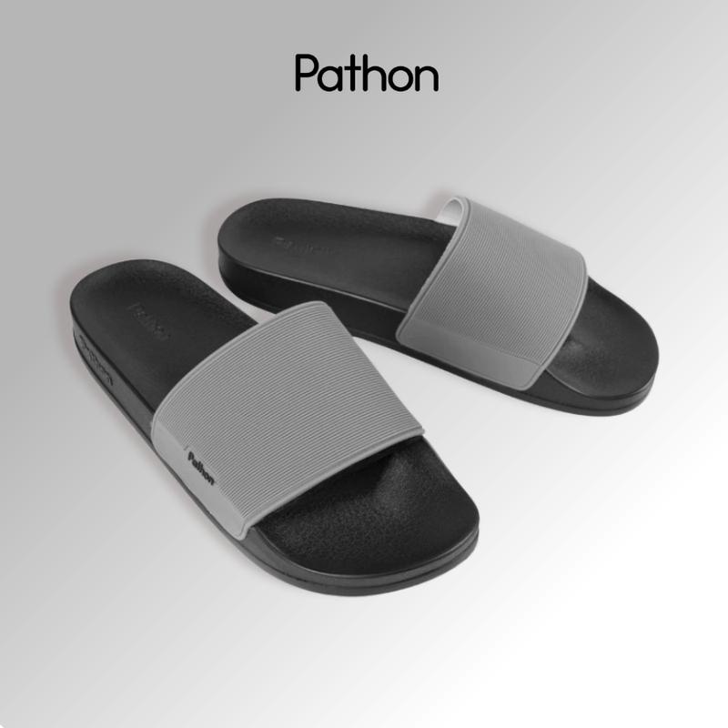 Dép nam nữ quai ngang slipper Pathon SD24 quai PVC và đế PU đen quai xám SD24 Dép Lê