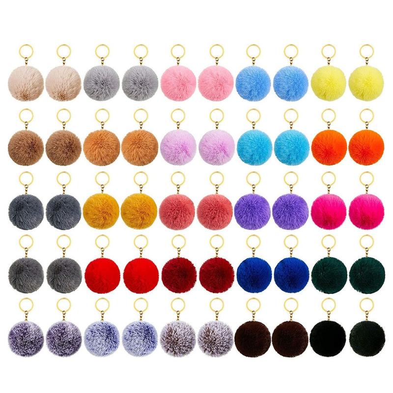 Product Introduction of 【Ready Stock】 Soft Plush Charm Keyring Colorful Faux Fur Fluffy Keychain Ball for Women Girls 0