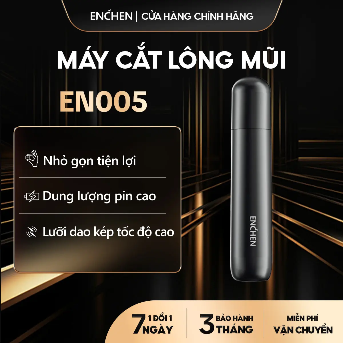 Máy tỉa lông mũi Enchen EN005 pin AA công suất cao 7000 vòng/phút, đầu cạo có thể tháo rời dễ dàng làm sạch nhanh - BH 3 tháng