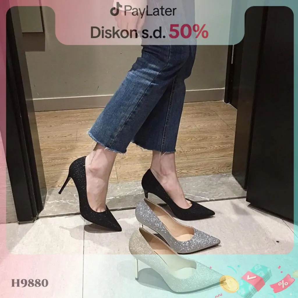Sepatu Heels Sandal Hak Wanita Stiletto Russe Fashion Ala Korea Style H9880