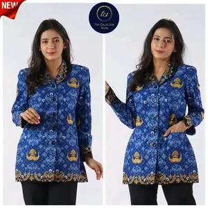 Seragam Batik Korpri Terbaru Wanita Kerah Hitam Lapis Furing korpri
