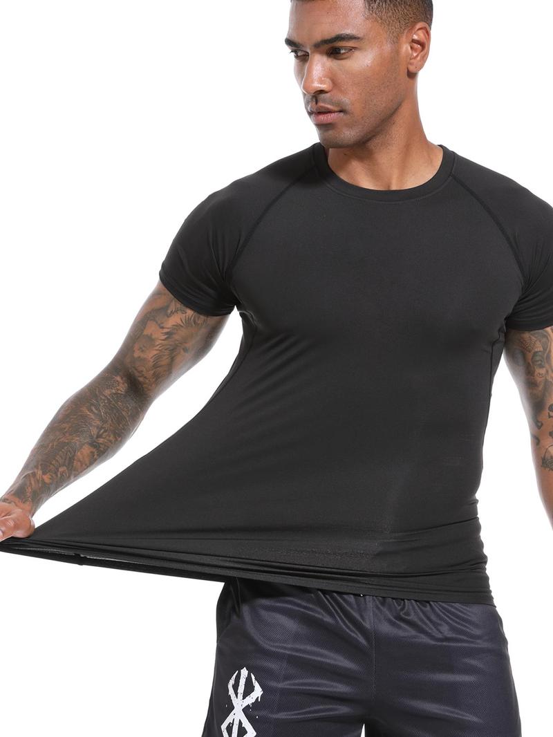 Product Introduction of Men's Solid Round Neck Sports Tee, Sporty Quick Drying Breathable T-Shirt, Summer Outfits 2024, Men Sportswear for Gym Workout Running, Men Sport & Outdoor Clothing 11