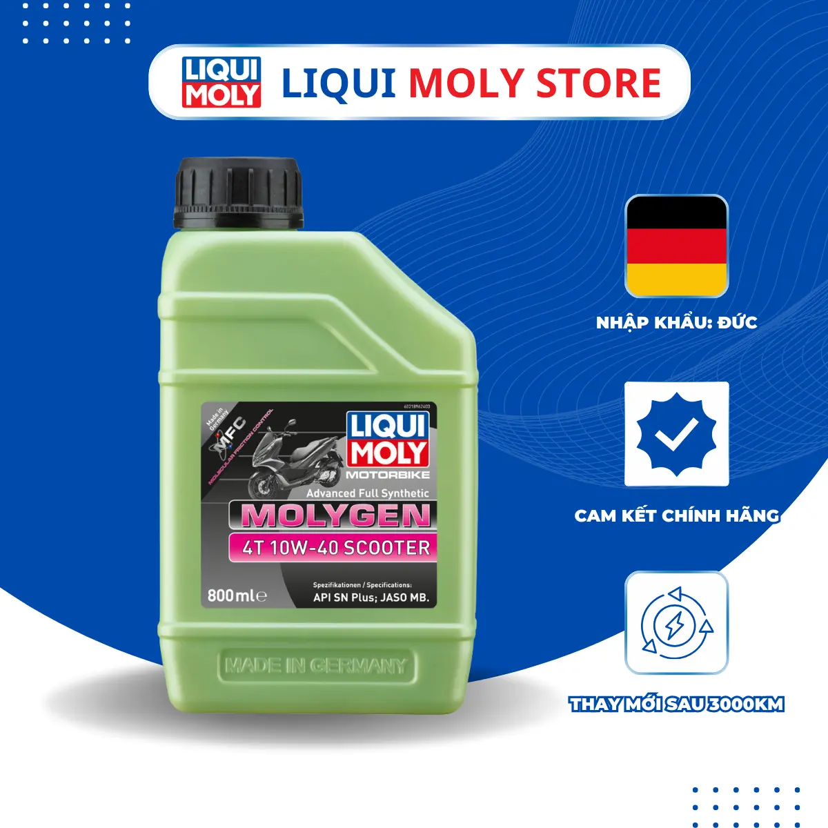 Liqui Moly Molygen Scooter Nhớt tổng hợp cao cấp cho xe tay ga- Sản xuất tại Đức