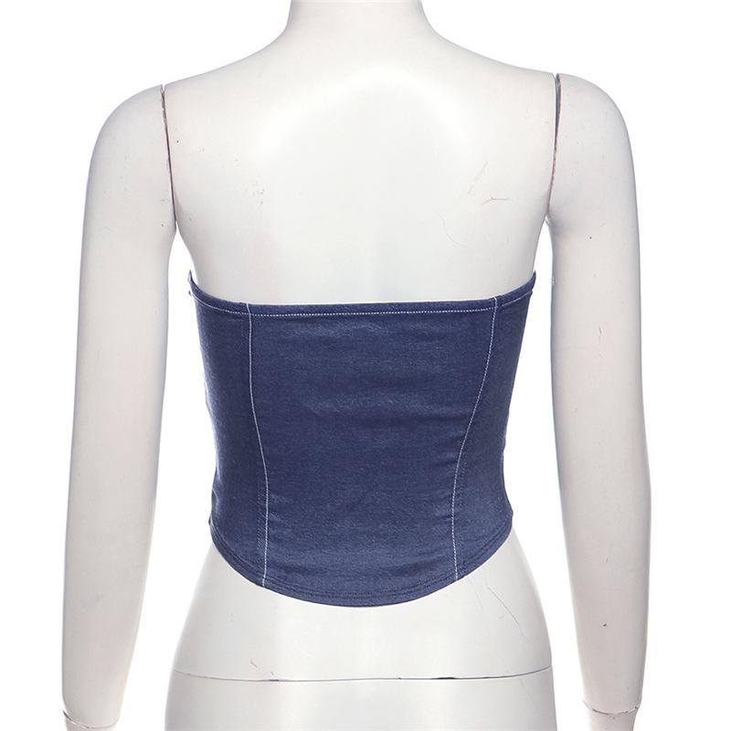 Product Introduction of Quần Áo Nữ, Phong Cách Âu Mỹ Thiết Kế Dây Đeo Chéo Ren Thời Trang, Denim Ôm Sát Áo Vest Nhỏ Thích Hợp Cho Mùa Thu Mới 2024 Top Women 14