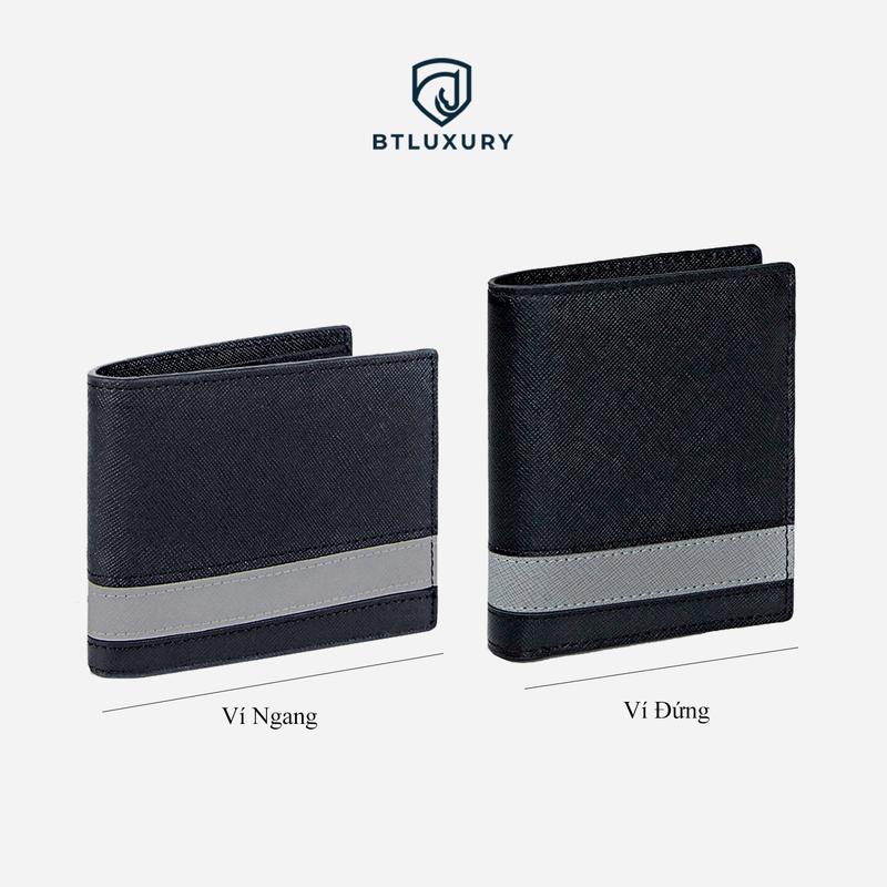 Ví Nam Cao Cấp COSMOS Size Trung 9x11,5 cm, Ví Nam Khắc Tên Theo Yêu Cầu, Chất Liệu Da Bò Safiano Cao Cấp, Đầy Đủ Hộp Làm Quà, Bảo Hành 12 tháng, Ví Da Nam Thương Hiệu BTLUXURY Wallet Hình Chữ Nhật Nhiều Ngăn bop