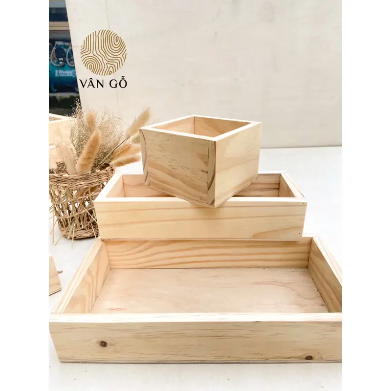 Khay Gỗ Đa Năng nhiều kích thước để decor, đựng đồ, trồng cây [GIÁ XƯỞNG]