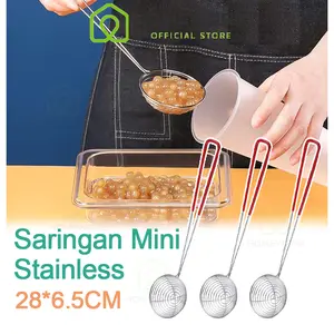 Saringan Boba / Strainer Hot Pot / Saringan Kecil Gagang Silikon / Saringan Shabu Shabu Stainless Steel sendok mini jelly