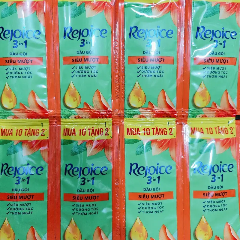 Combo 5 Dây DẦU GỘI hoặc DẦU XẢ Siêu Mượt Rejoice, dây 10 gói hoặc 12 gói tùy đợt hàng của công ty 0