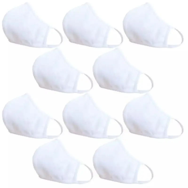 Sét 10 cái Khẩu trang vải màu trắng cotton 2 lớp, mềm mịn thoáng mát,thấm hút mồ hôi Phụ Kiện Accessories Women Che Mặt 4