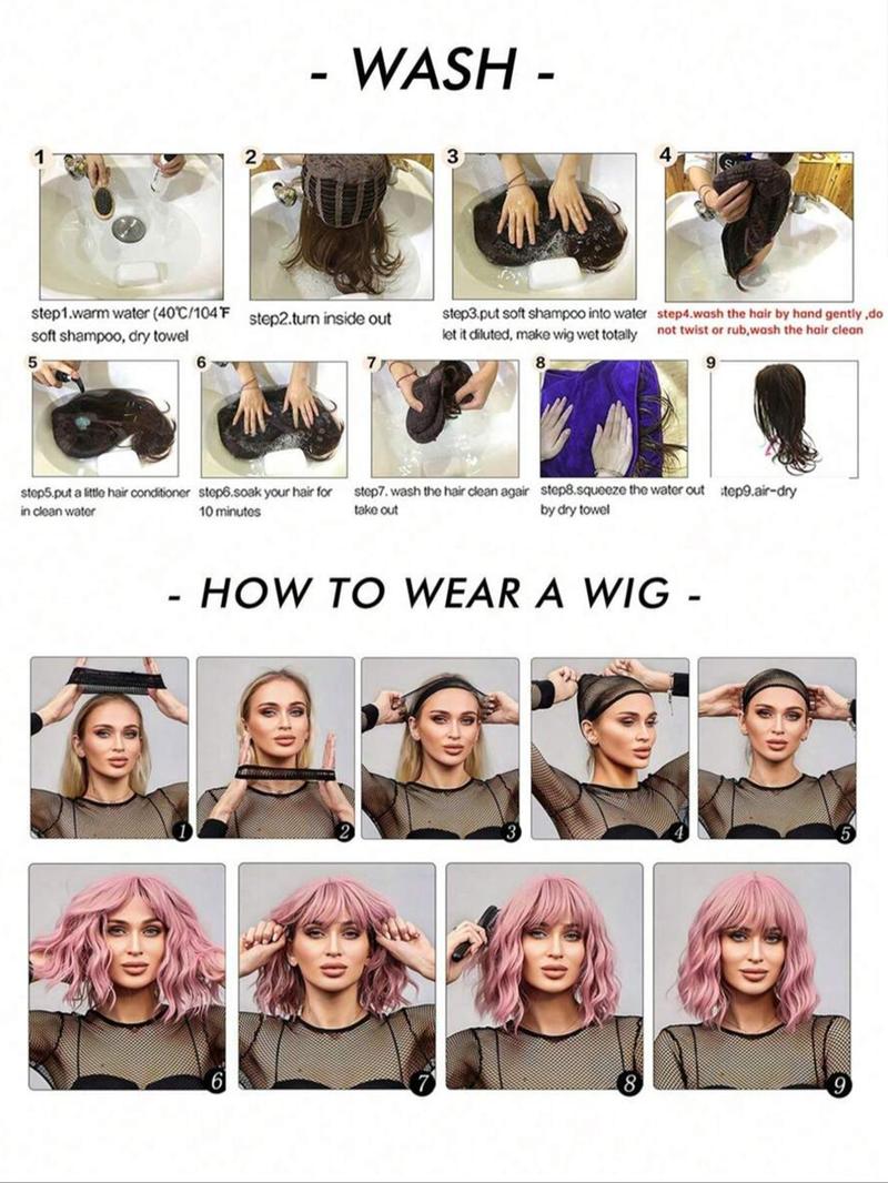 Product Introduction of 14 Inch Ombre Blonde Short Wavy Bob Wigs for Women, Gorgeous Fluffy Wigs, Synthetic Wavy Wigs for Party, Daily Use 7