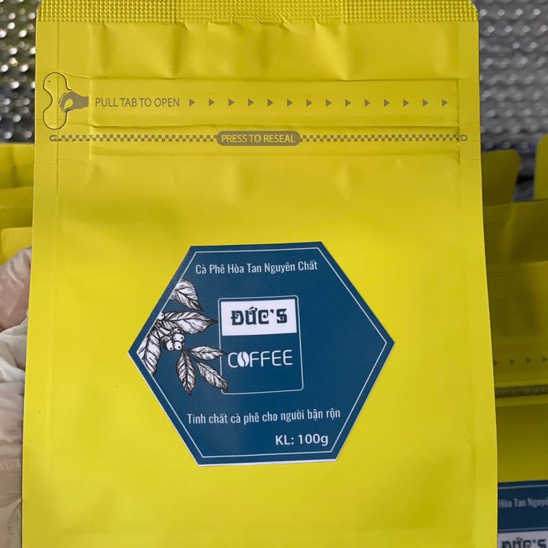 Túi zip 100g Cà Phê Sấy Lạnh Hoà Tan Nguyên Chất ( Tinh chất cà phê đen không đường) - Hoà tan trong nước nguội, nước dừa, nước trái cây..... - Không kèm quà