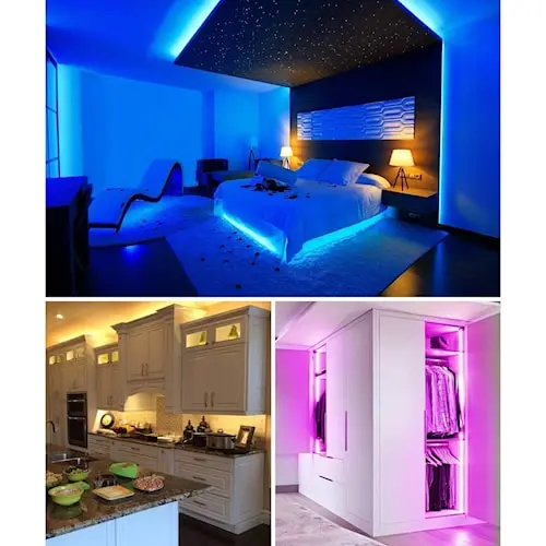 Lampu Tidur Aesthetic LED Strip Lamp Dinding Rumah Minimalis Lighting RGB 5 MTR IP44 3528 SMD 5050 Adaptor Hias Hiasan kamar 1