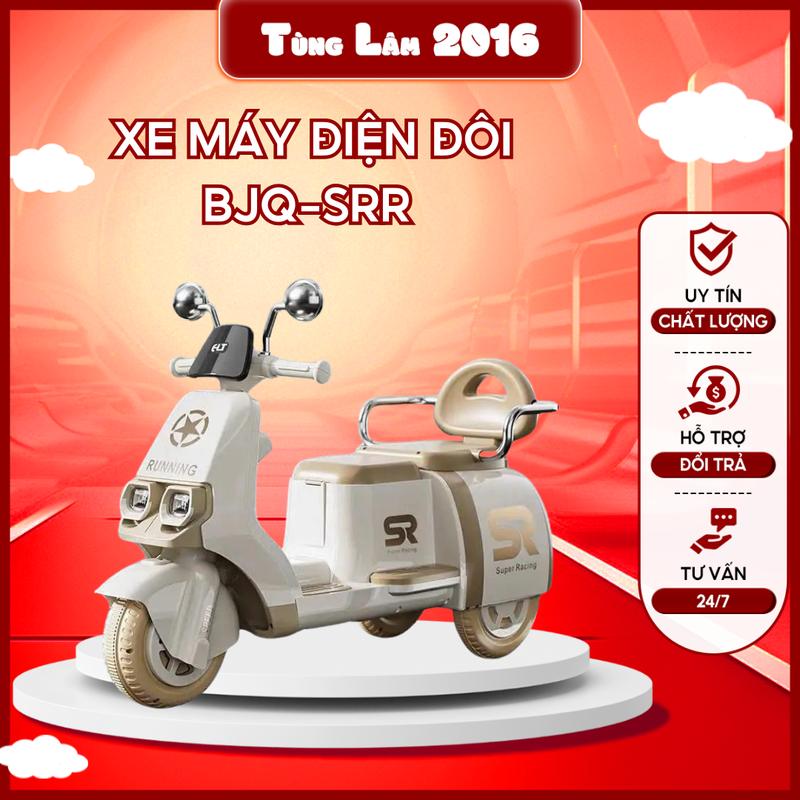 Xe máy điện đôi BJQ-SRR cho bé yêu mẫu mới có bàn đạp chân ga - Đồ Chơi