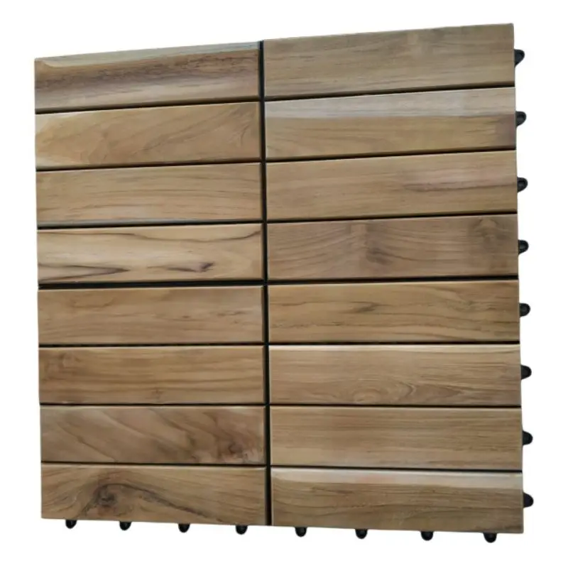 Lantai kayu jati Bongkar pasang Motif Salur Besar - Decking Tile Portable 4ply uk 30x30cm 4