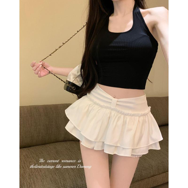 Váy Bong Bóng Phong Cách Preppy Múa Ba Lê, Váy Bánh Ngọt Chữ A, Quần Váy Mini Chống Lộ, Xếp Ly, Thích Hợp Cho Mùa Xuân Và Mùa Hè, Bộ Sưu Tập 2024 2