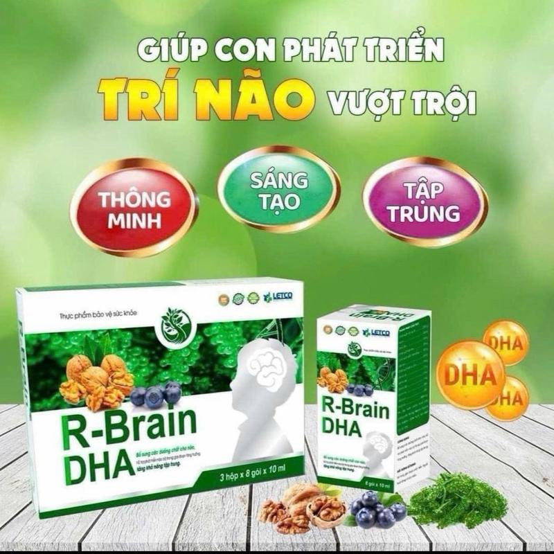 Combo 3 hộp R Brain DHA giúp bé thông minh ghi nhớ bài phản xạ tốt tiếp thu nhanh - (tặng 10 miếng dán hạ sốt IChiDo)