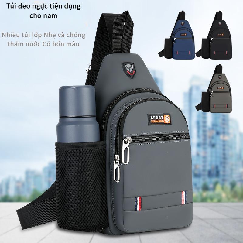 Túi Đeo Chéo Đeo Vai, Dành Cho Nam Giới, Vải Chống Thấm Nước, Có Thể Đựng iPad Mini, Có Cổng USB