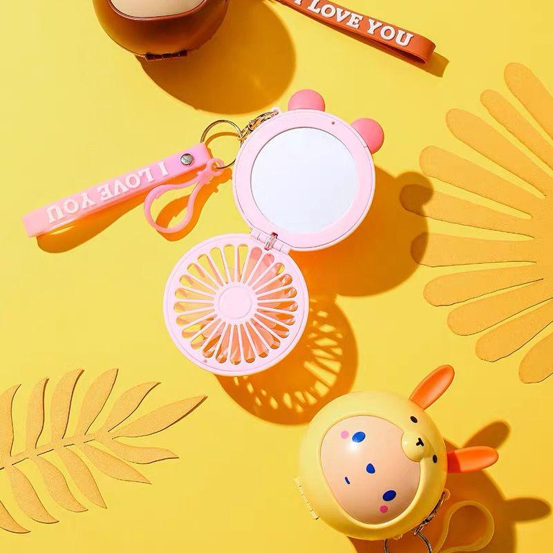 Todax Cermin Makeup Karakter Mini Fan Mirror Usb Charger Cermin Make Up Portable Kipas Cermin Karakter Mini Fan Mirror Usb Charger Cermin Mini Portable Kipas Angin Mini Portable Stok Terbatas 6