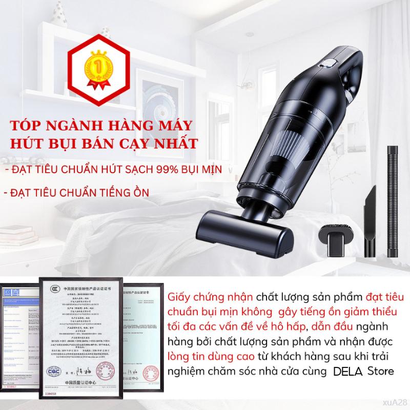 Máy hút bụi cầm tay mini không dây DELADEP, hút bụi ô tô, giường, sofa lực hút siêu mạnh 20.000PA BH 12 Tháng MHB01 1
