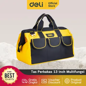 Deli Tools Tas Perkakas 13 inch Multifungsi DL430013 Bahan Kain Oxford Tebal & Papan Plastik Kokoh untuk Alat-alat Perkakas