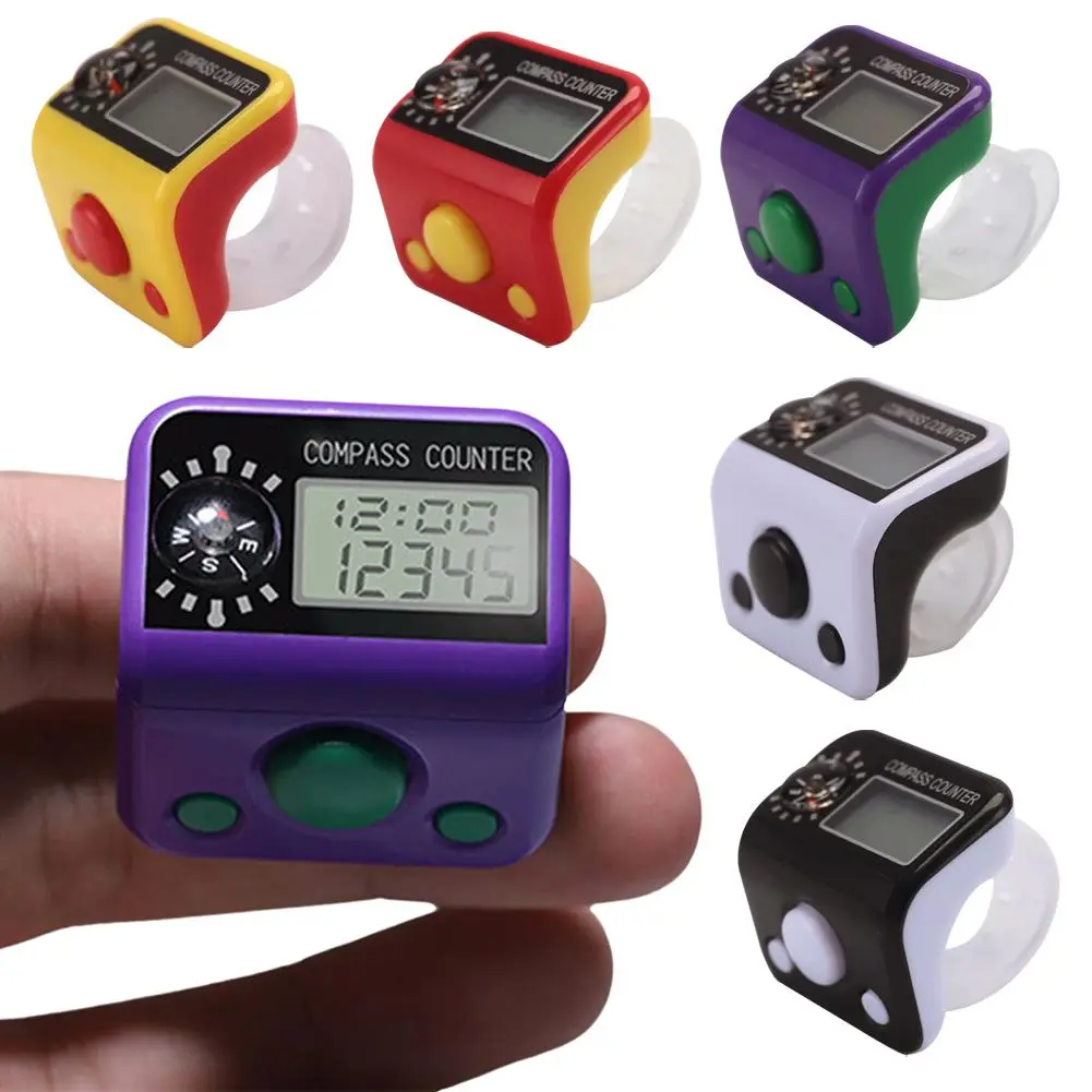 Digital Tasbih LCD Zikir With Compass & Date Electronic Tasbih Counter Finger Ring Tally Counter