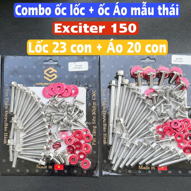  Combo Ốc Lốc Máy và Ốc Áo INOX 304   Mẫu Thái   Tặng lông đền cho các dòng xe - Phụ Kiện Phụ Tùng Xe 