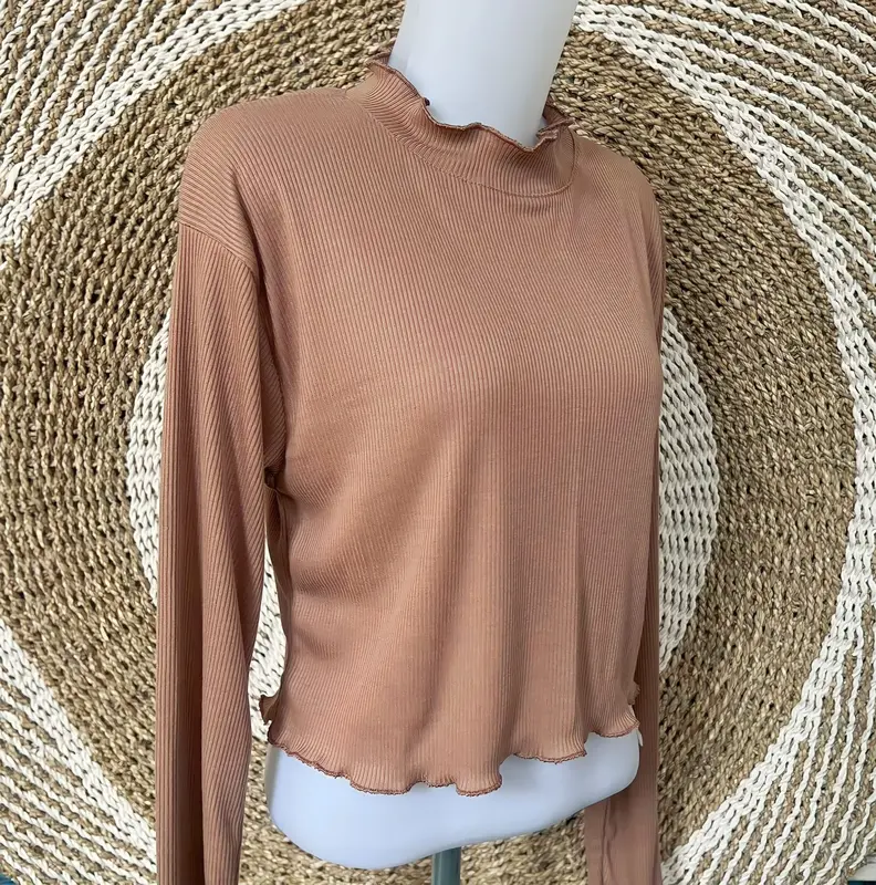 Turtleneck wanita Model Crop top leher kriwil inner Wanita longsleeve leher tinggi Baju Lembut Nyaman Panjang Knitwear Sweater Kerah 5
