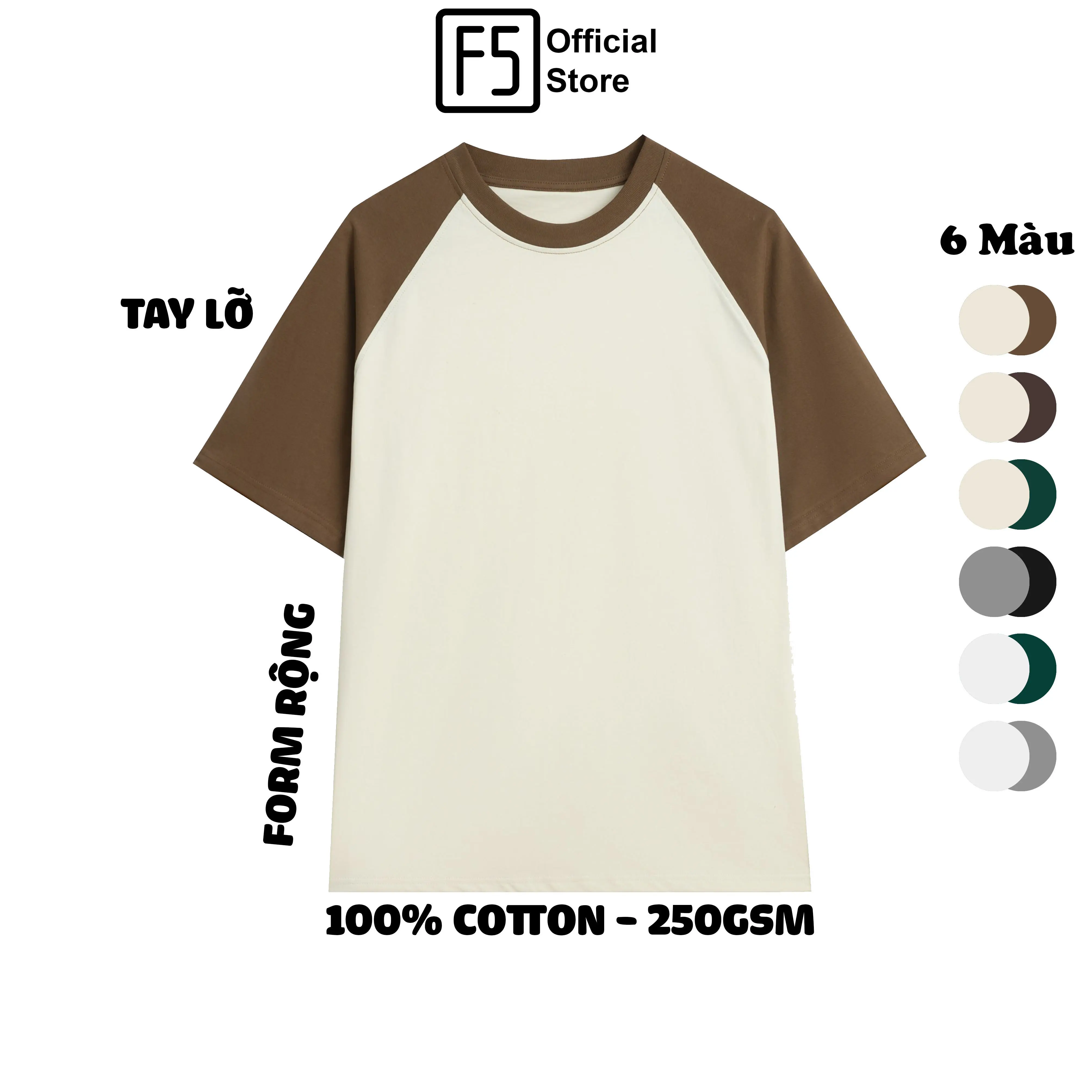 Áo thun Raglan Oversize Basic Form rộng tay lỡ 250 GSM vải mịn cao cấp