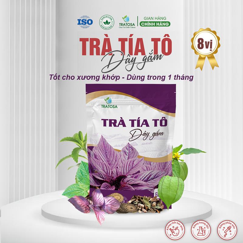 Trà tía tô dây gắm 8 vị Tratosa nguyên liệu an toàn từ thiên nhiên 60 túi lọc 5g dùng trong 1 tháng Tea Nước Trà Chè