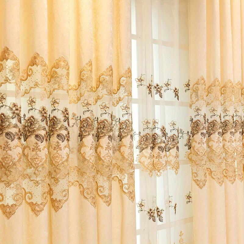 Product Introduction of 1 Luxurious European-Style Embroidered Thick Curtain with Floral Chenille Design - Machine Washable, Light-Filtering Drapery for Living Room and Bedroom Elegance, Curtains for Living Room 10