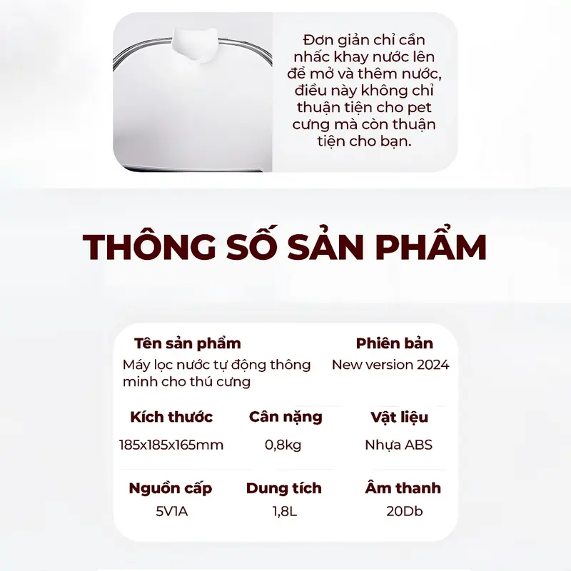 Máy uống nước tự động an toàn cho mèo Fairy Marina, máy lọc nước chó mèo chống giật điện thiết kế công thái học, máy uống nước cho mèo, đài phun nước bình nước tự động cho mèo lọc sạch bụi bẩn giá rẻ dễ dàng vệ sinh - Fairy Marina 7