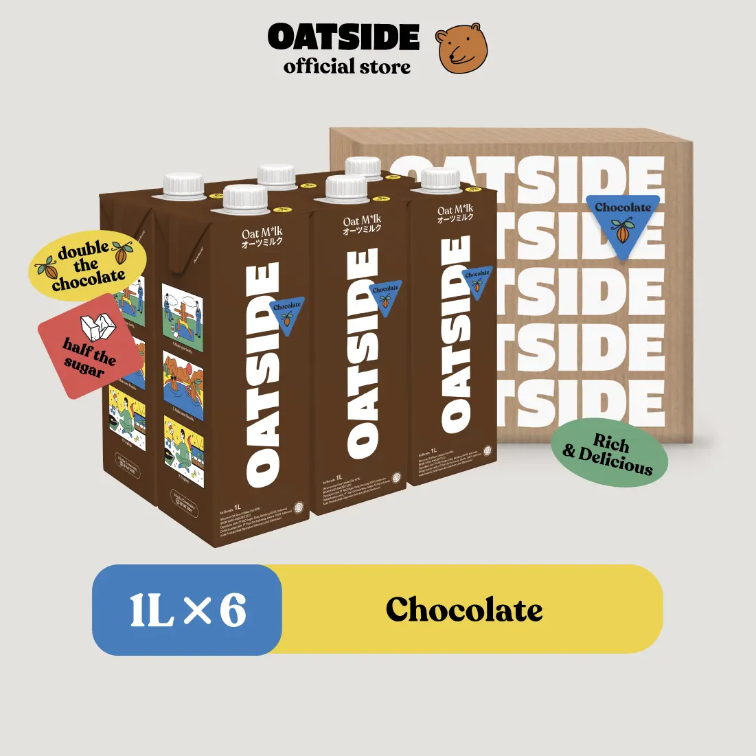OATSIDE Oat Milk Chocolate 1L (6 pcs) | Susu Oat Rasa Cokelat