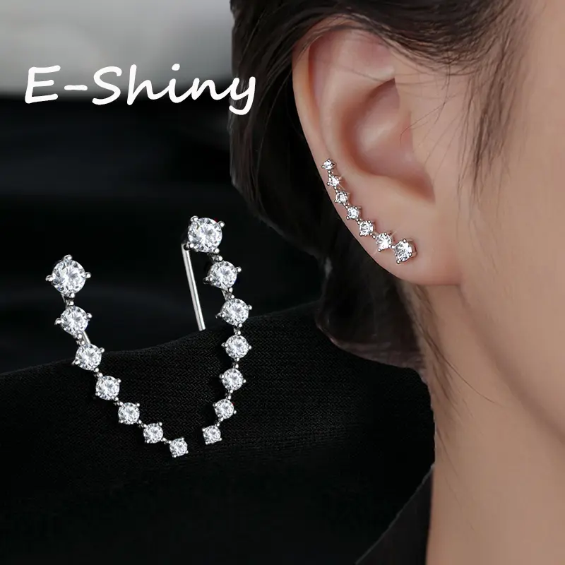 Bông Tai Đinh tán Người Leo Núi Tai Zircon Bảy Sao, Khuyên Tai Hợp Kim, Móc Khuyên Tai Leo Núi, 1 Đôi, Dành Cho Phụ Nữ Và Trẻ Em Gái, Tuyệt Vời Làm Quà Tặng 0