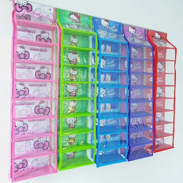 Rak Sepatu Gantung 9 Susun / Hanging Shoe Organizer 9 Kompartemen / Rak Sepatu Retsleting Karakter Anak Dinding