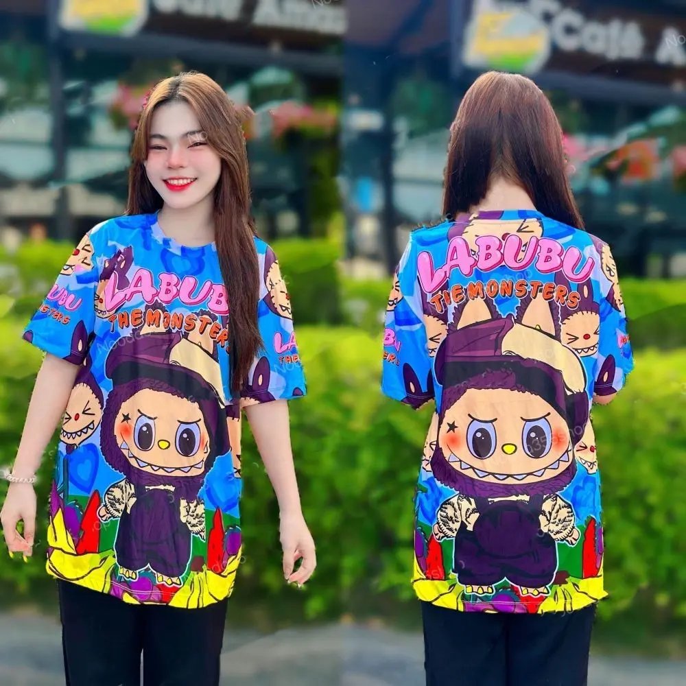 Labubu women's T-shirt labubu youth shirt compilation‼️ Fashionable printed T-shirt, quick drying and breathable Fabric Sleeve Top Womenswear