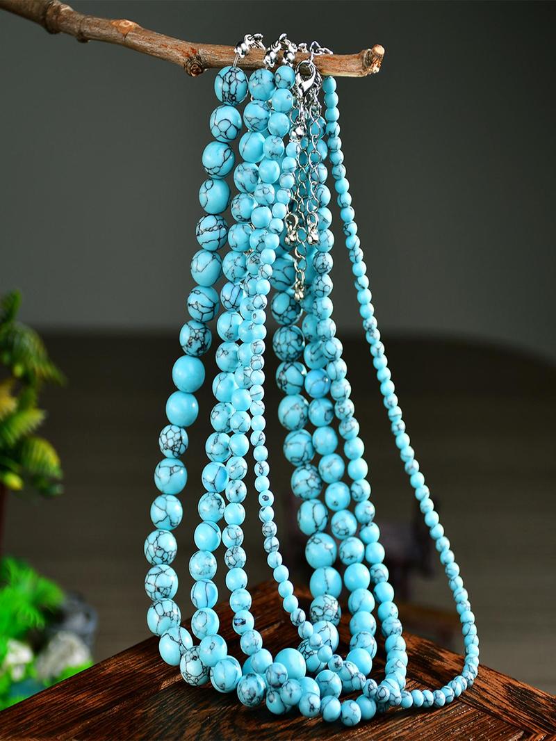 Product Introduction of Vintage Natural Turquoise Decorated Necklace, Fashionable and Elegant Jewelry for Women & Men, Trendy All-match & Exquisite Jewelry for Birthday Gift 3