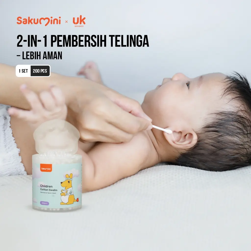 Sakumini Cotton Bud 2in1 Pembersih Telinga 2 Sisi Korek Kuping Bayi