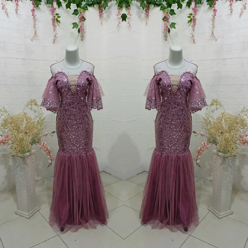 REVALINA-0035 || GAUN DUYUNG SQUIN PAYET MUTIARA MEWAH //Dress pesta // Gaun Wanita Panjang 4