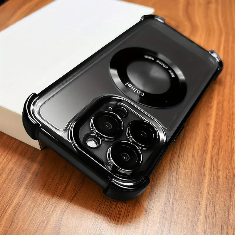 Electroplated Shockproof Clear Phone Case with Lens Protector, 1 Count Anti-drop Phone Protective Cover, Compatible with iPhone 15 14 11 12 13 Pro Max 6