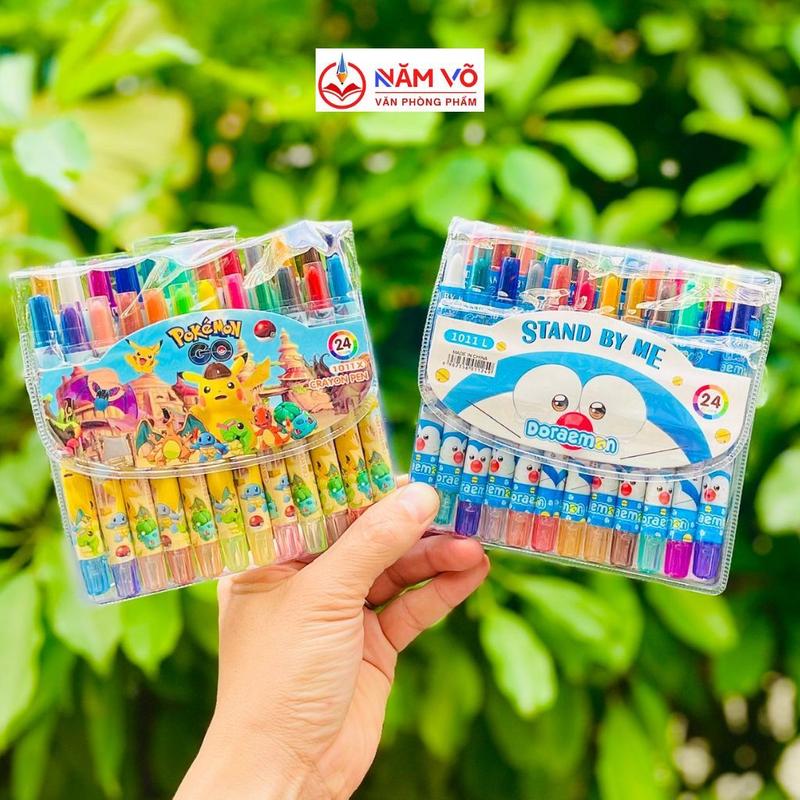 [MÀU NGẮN] Bút Sáp Vặn / Bút Sáp Màu 12 Màu, 18 Màu, 24 Màu Ngắn, Loại Tốt, Nhiều Mẫu Dễ Thương, Màu Sắc Tươi Sáng, Vỏ Nhựa Cứng (Mẫu Ngẫu Nhiên)