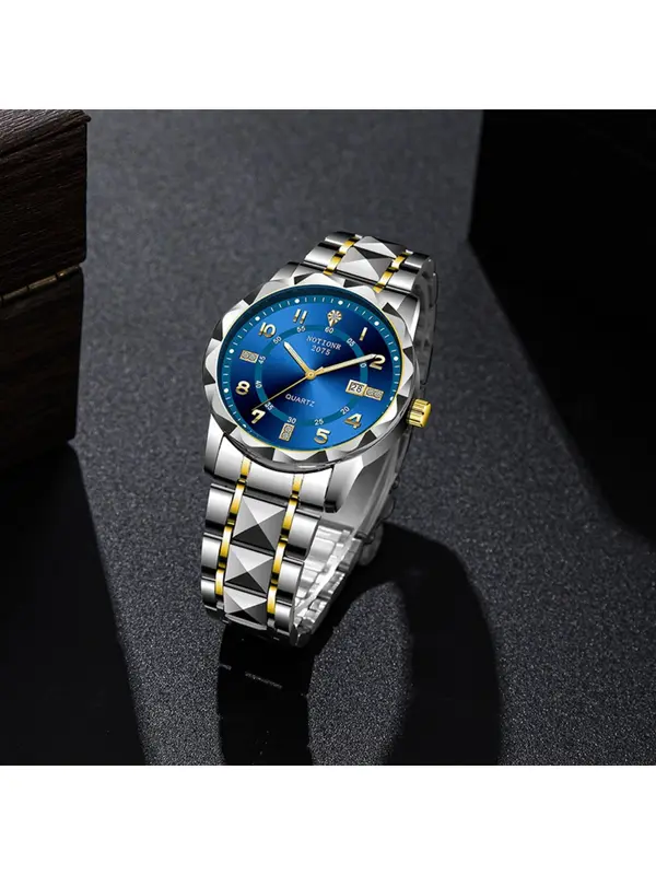 Men's Classic Fashion Round Dial Quartz Watch, Fashion Watch for Party, Daily Clothing Decor, Trendy All-match & Exquisite Watch for Birthday Gift with Box 2