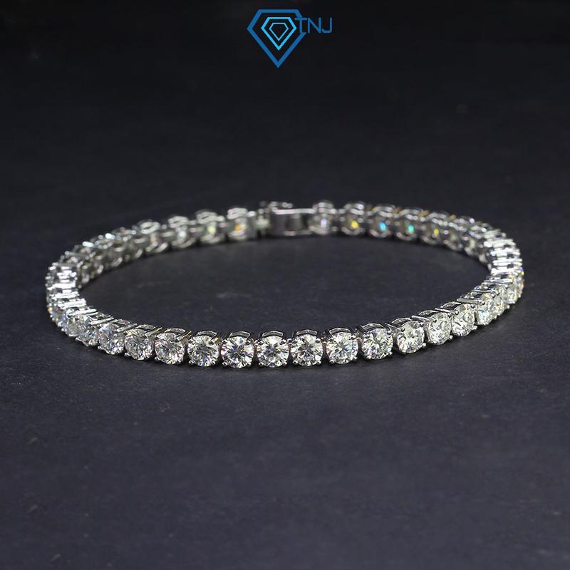 Lắc tay bạc nam Tennis full Moissanite 4 ly cao cấp LTAM0001 kiểm định GRA