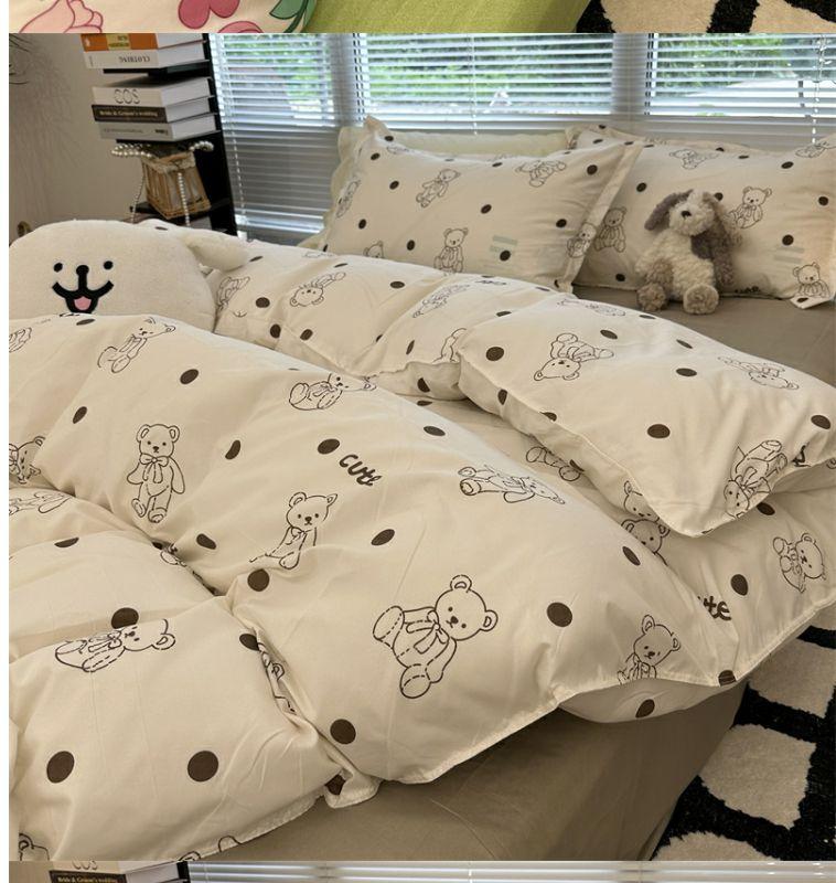 Product Introduction of Bộ Bốn Món Phong Cách Hoạt Hình Hàn Quốc, Chữ Cái Tiếng Anh Đầu Gấu, Vải Bông Giặt Tối Giản, Vỏ Chăn Giường Học Sinh, Bộ Ba Món, 2024 6