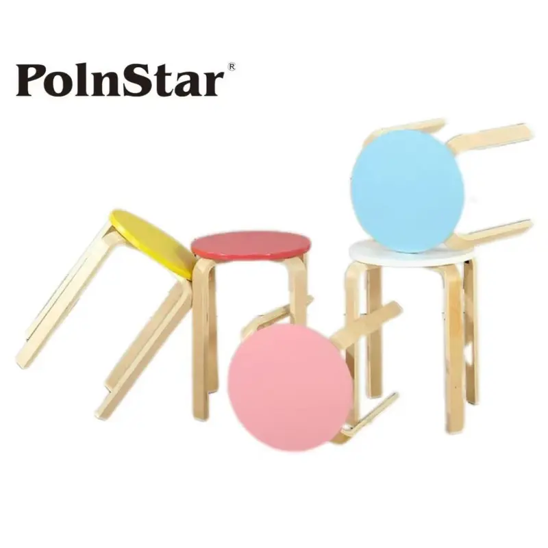 PolnStar Modern Dining Round Backless Chair Bentwood Stools Stackable ...