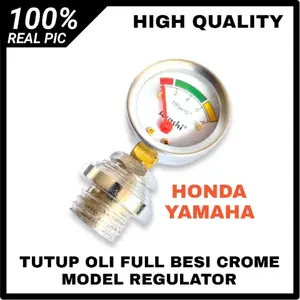 TUTUP OLI FULL BESI CROME MODEL REGULATOR ADA JARUM INDIKATOR TEKANAN ANGIN