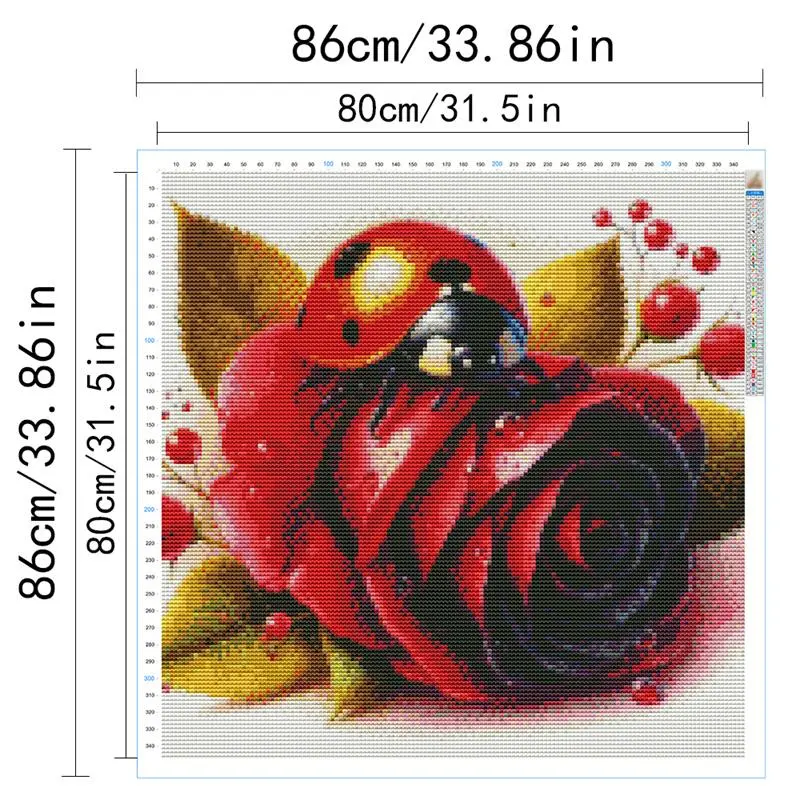 Rose Flower Ladybug Cross Stitch Embroidery Kit, DIY Needlework Printed Canvas Embroidery Tool Kit, Home Living Room Art Craft 1