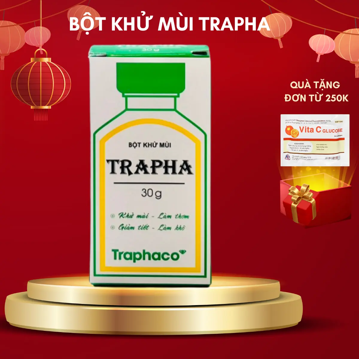 Bột hỗ trợ giảm mùi Trapha giảm hôi chân , hôi nách (chai dạng bột 30g)
