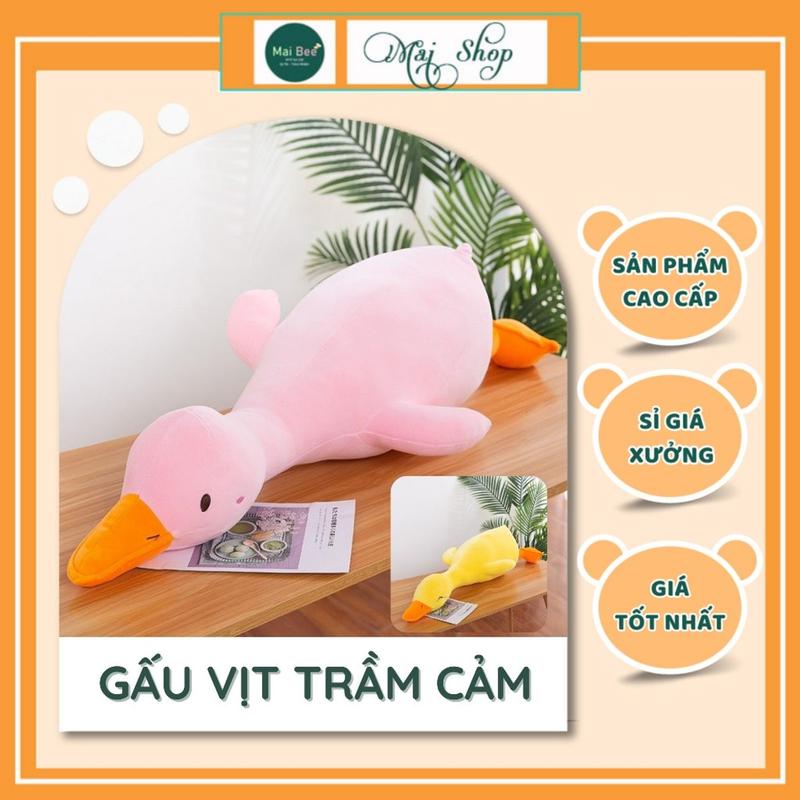 Gấu bông con vịt. Vịt trầm cảm màu hồng - vàng dễ thương, kt 50cm